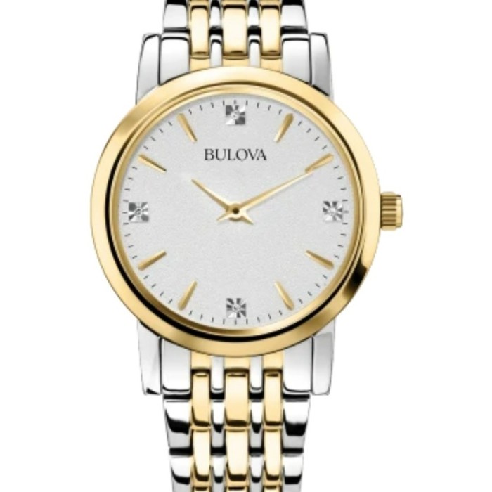 ✅Ori Bulova 98P115 Diamond Silver Gold Terbatas