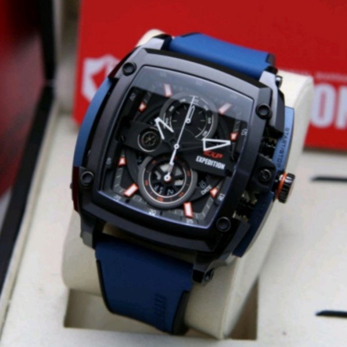 ✅Ori Jam Tangan Pria Expedition Exp E3008M Original Rubber Biru Sport Berkualitas