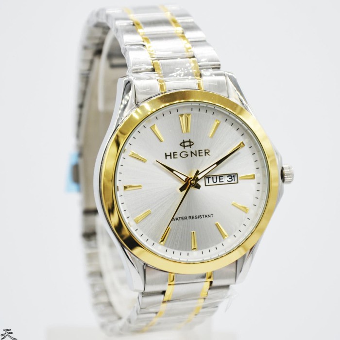 ✅Ori Hegner 8009Mgc / Hegner 8009 - Jam Tangan Pria Original - Gold Silver Berkualitas