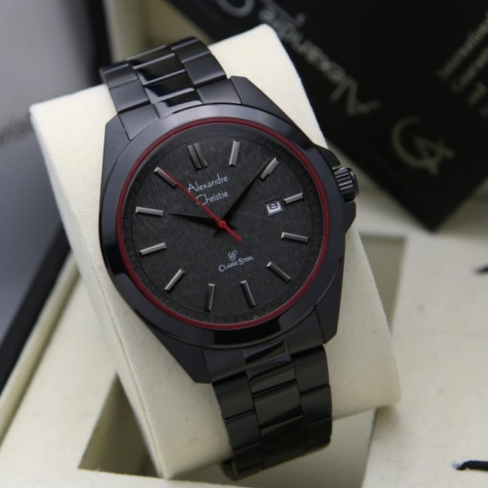 ✅Ori Jam Tangan Alexandre Christie Pria Original Ac8644 Black Red Terbaru