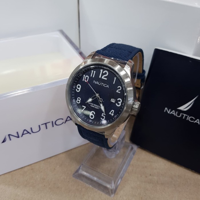 ✅Ori Jam Tangan Pria Nautica Na 110501 Blue Silver Terbatas