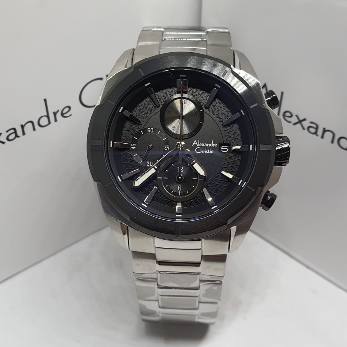✅Ori Alexandre Christie Ac6596 Chronograph Hitam Silver  Pria  Terbatas