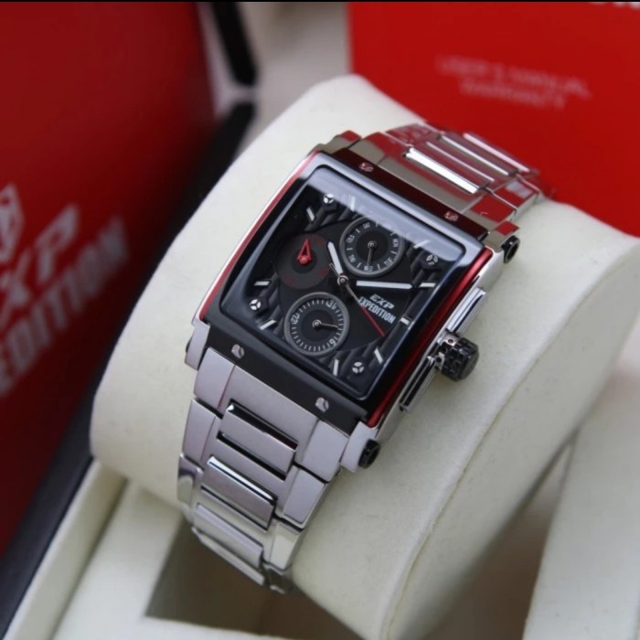 ✅New Jam Tangan Wanita Expedition Exp E6731 E 6731 Silver Black Original Limited