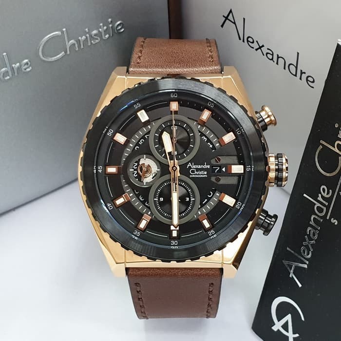 ✅New Alexandre Christie 6521Mc / Ac6521 Black Rosegold Original  Garansi Limited
