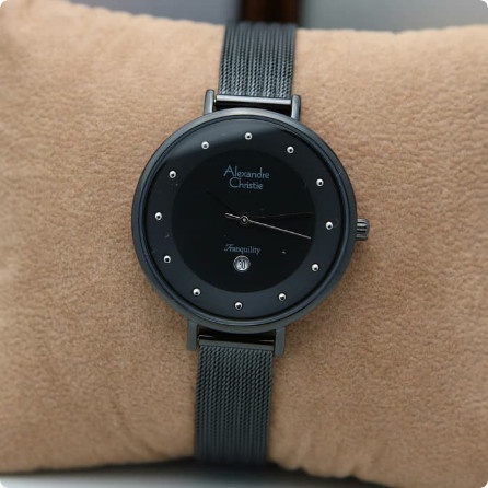✅New Jam Tangan Wanita Alexandre Christie Ac 2485 Original - Full Black Terbaru