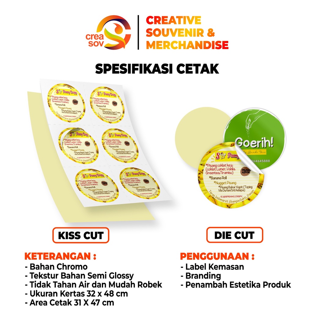 

Creasov STIKER LABEL KEMASAN CETAK + CUTTING POLA BAHAN VINYL SUSU/TRANSPARAN