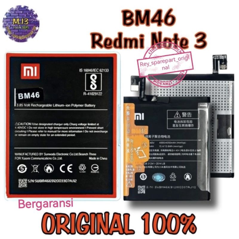 BATERAI XIOMI XIAOMI BM46 BM 46 Redmi Note 3