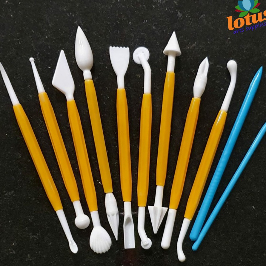 

(Y59㊖) V-TEC Clay Knife Plastik set 11 / Alat Ukir Fondant Modelling Clay Tool.!