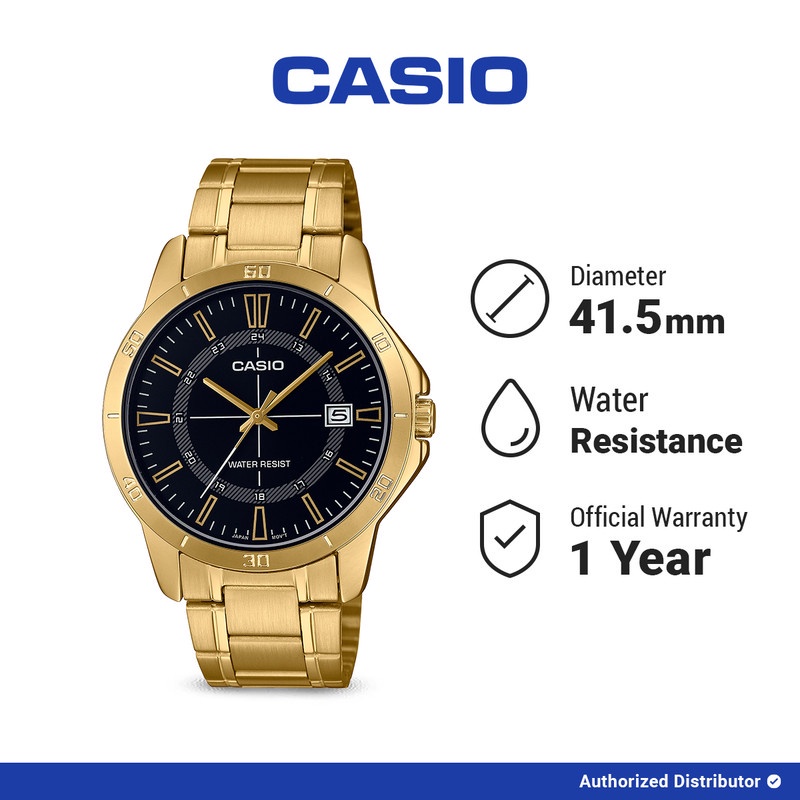 [READY INSTANT] Casio Jam Tangan Pria MTP-V004G-1CUDF Original Analog Gold