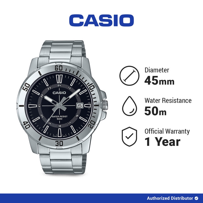 [READY INSTANT] Casio Jam Tangan Pria MTP-VD01D-1CVUDF Original Analog Silver
