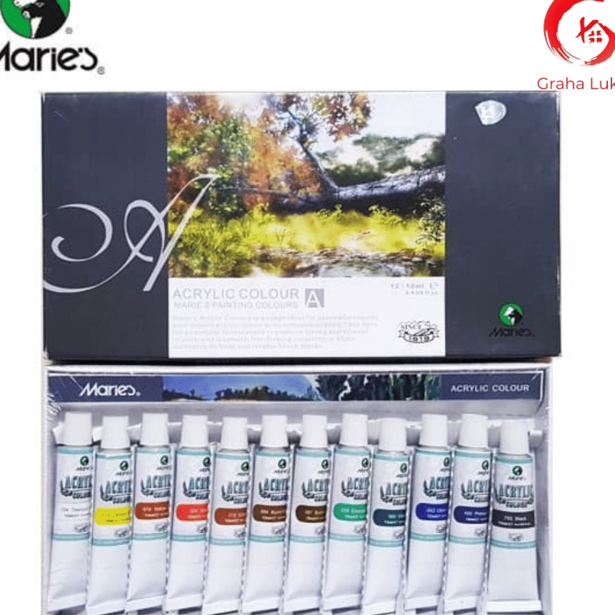 

[N59➸) Cat Akrilik Maries Acrylic Color Set 12 - 812B.