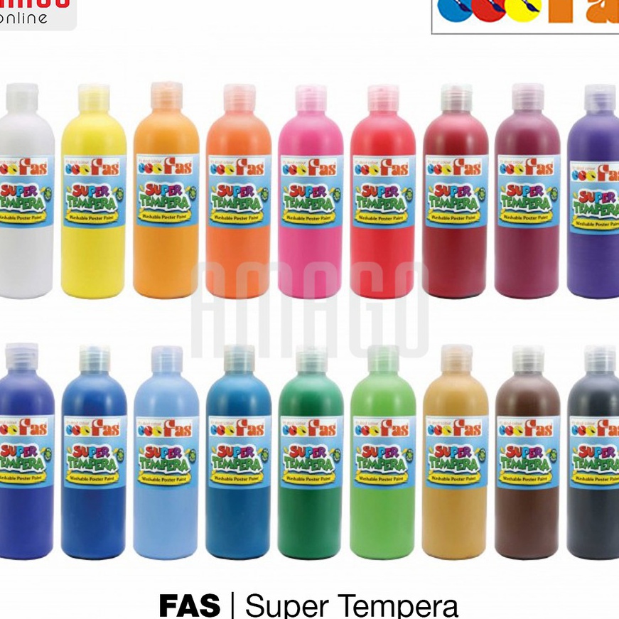 

[I60㊖) FAS - SUPER TEMPERA WASHABLE POSTER PAINT - 500 ml - SATUAN - PILIH WARNA.!!