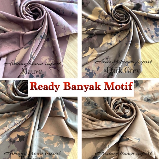 (C48☼) Bahan Kain Armani Silk Ecoprint brown / armany silk abstrak / kain silk meteran / bahan gamis