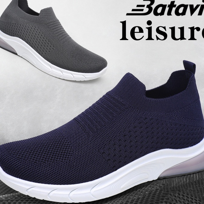 [S4.X☞) Batavia GROSIR sepatu kanvas pria rajut sepatu pria  sepatu tanpa tali hitam Sepatu Pria Spo