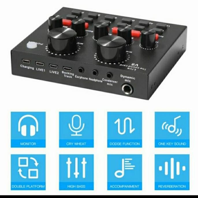 Terbaru Soundcrad V8 Mini Mixer Audio External Usb Bluetooth