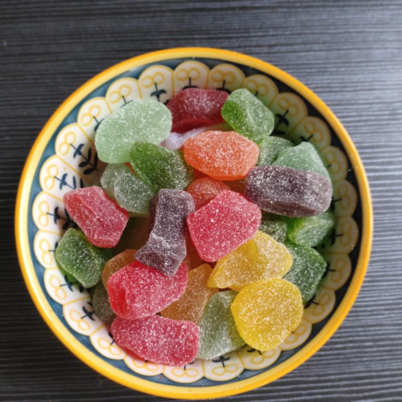 

[JELLY BUAH]/ANEKA SNACK/OLEH-OLEH/SNACK MANIS/Camilan/Oleh-/Pedes/Gurih/Manis/Ori