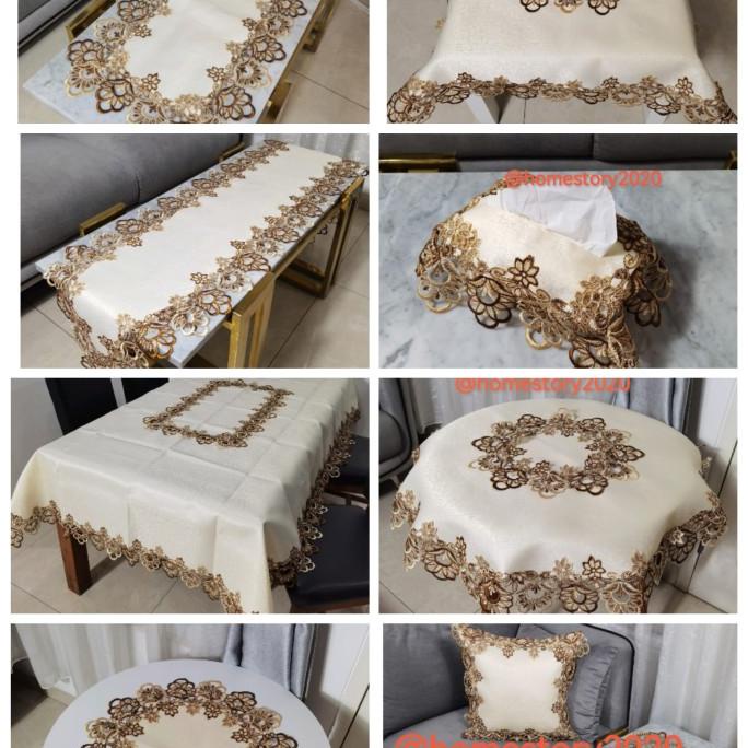 sarung bantal kursi taplak meja tamu makan bulat segi empat panjang