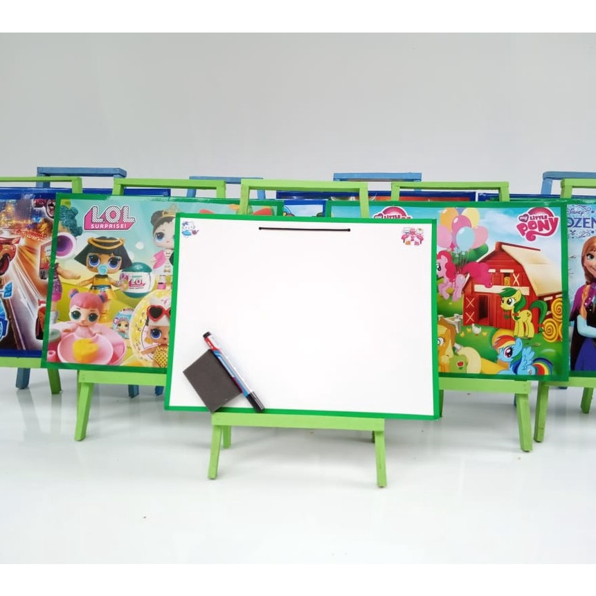 

(K01-ご> Papan tulis dengan penyangga White board karakter anak Papan tulis dengan penyangga kayu☆..