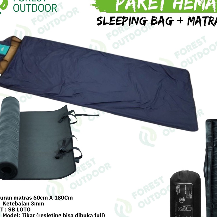 (L55-㊖) Paket sleeping bag bantal + matras - sleeping bag matras - paket matras dan sleeping bag - s