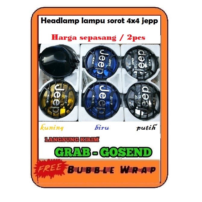 Headlamp bulat motor custom model Jeep 4x4 Lampu depan sorot motor ready