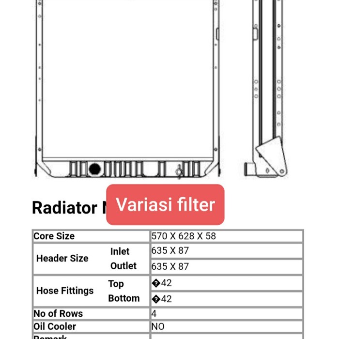 Radiator Fuso BM516, Fighter, PS 190 4ply berkualitas