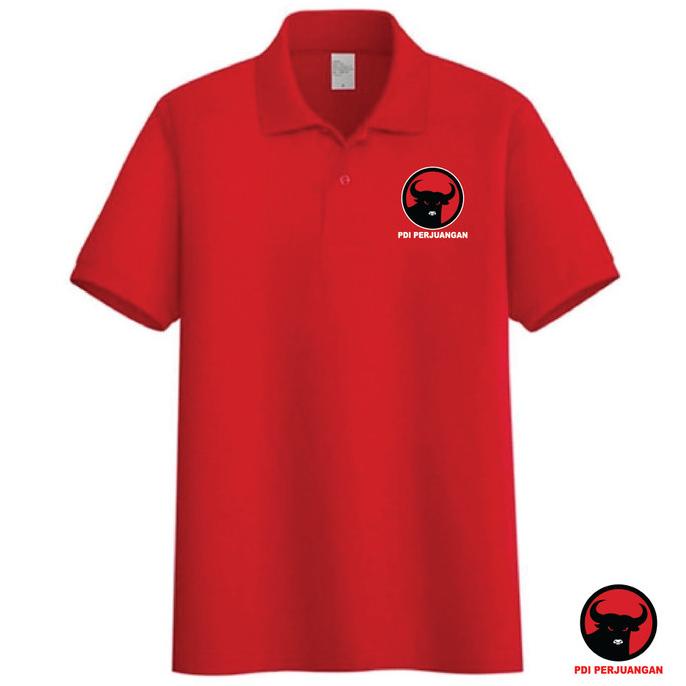 Kaos Polo Baju Polo Shirt Merah Pdi Perjuangan Pdip Partai