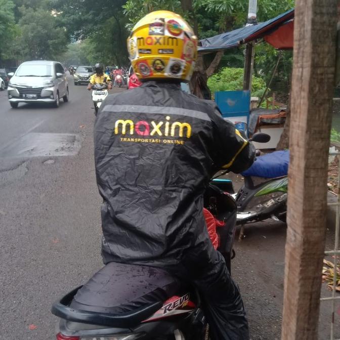 Jas Hujan Stelan Celana Maxim Hitam Jas Hujan Driver Ojol Maxim Murah