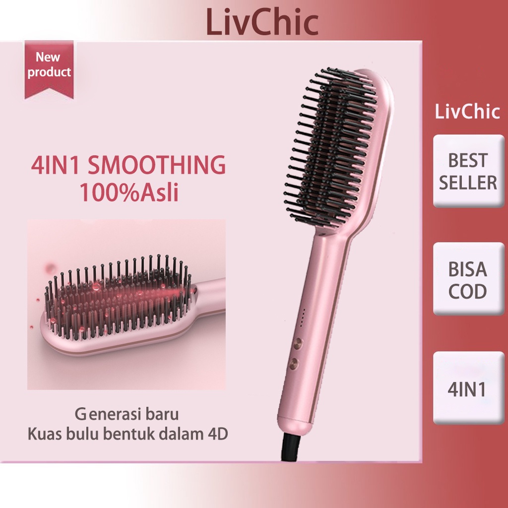 LivChic⚡Catokan Sisir Pelurus Rambut 4 in 1 LB401 54 Watts