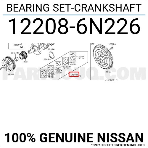 Bearing Set Crankshaft 0.25 Nissan Xtrail T30 Ori Genuine Part Best