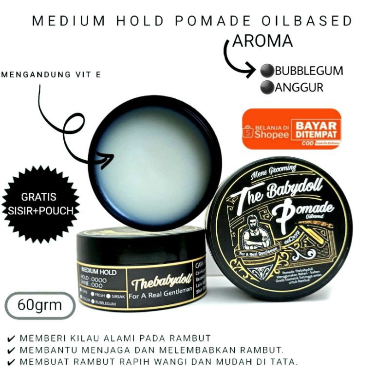 JHYN2447  Pomade Rambut Oilbased Medium hold pomade aroma bubblegum murah berkualitas 60 gram