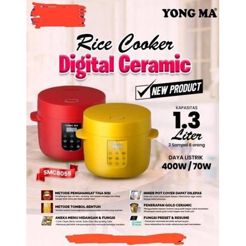 Yongma Magic Com Rice Cooker 1.3 Ltr Digital Yong Ma Smc 8055 Smc8055 Goodthings.Zone