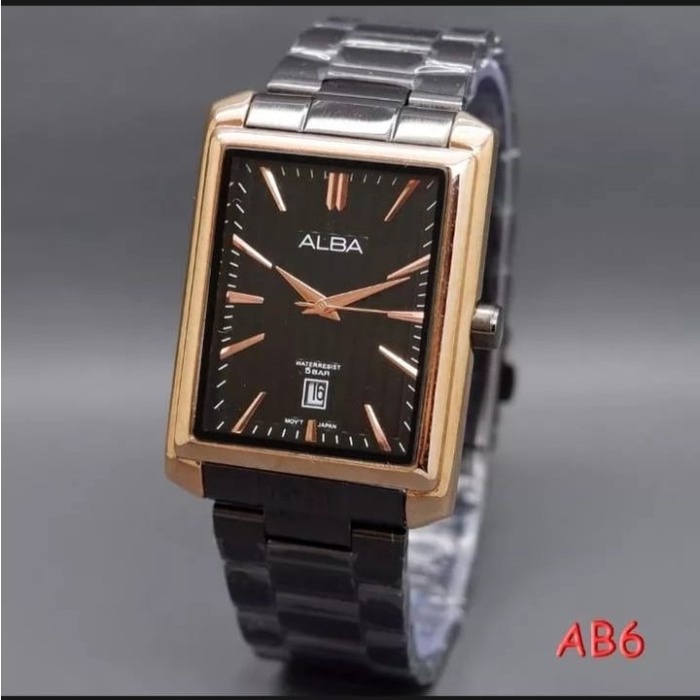 TERLARIS JAM TANGAN ALBA PRIA MODEL KOTAK RANTAI STAINLES TANGGAL AKTIF /JAM TANGAN ANTI AIR/JAM