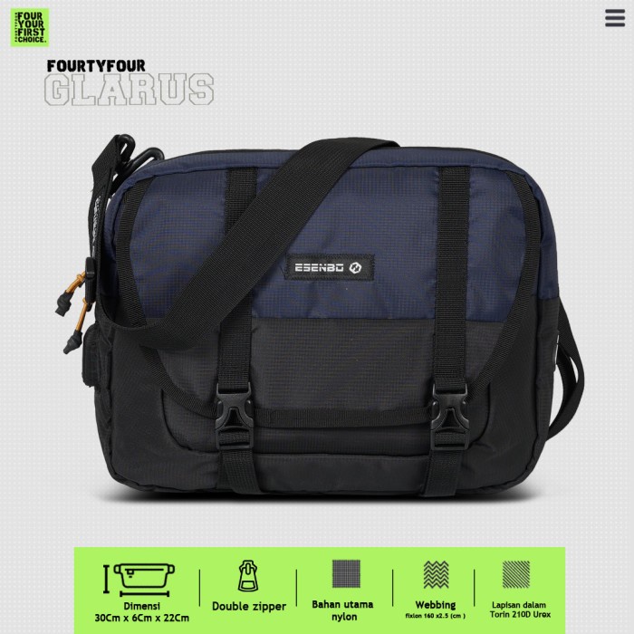 tas selempang FOURTYFOUR GLARUS - Tas Selempang Pria Casual - Slingbag Ipad 11 inch - Hitam(E8J7) ta