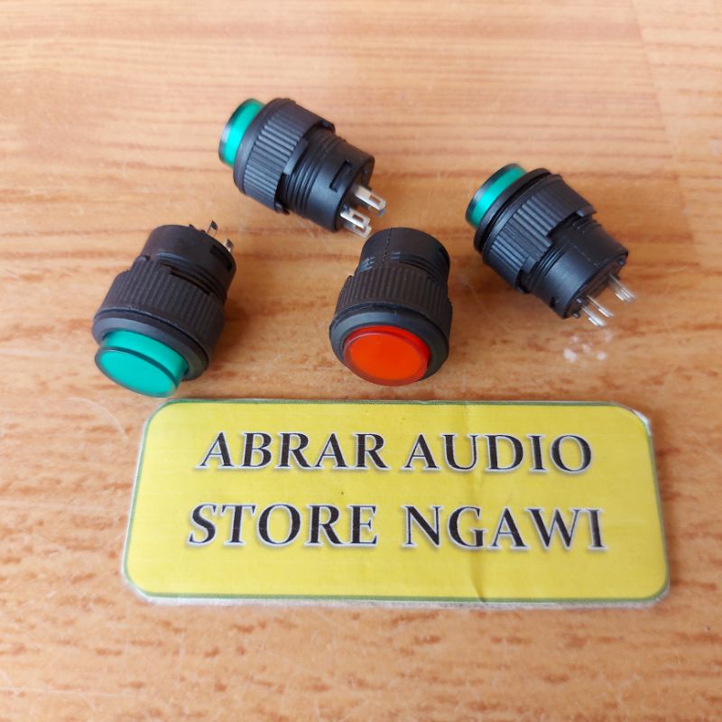 SAKLAR ON OFF 4 PIN PLUS LAMPU BULAT 3V R16 R-16 503AD