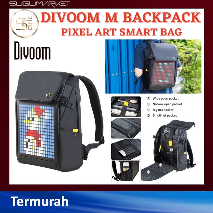 DIVOOM M BACKPACK PIXEL ART DIY SMART BAG TAS RGB LED SCREEN PIXOO ORI