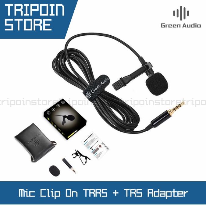 Trrs Microphone Mic Clip On Deluxe Lavalier + Adapter Trrs To Trs