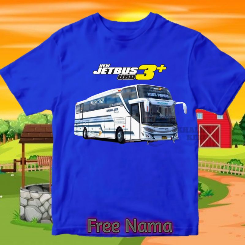 Kaos Anak Bus Pariwisata | Bus Telolet | Custom DTF Free Nama Anak | New Jet Bus 3+