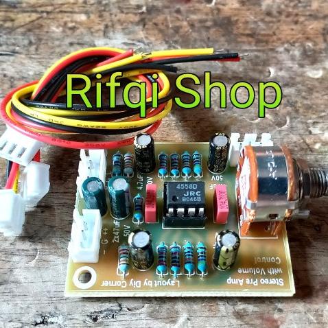 Stereo Preamp Buffer Jrc4558 Ori With Vol Control Ct12-15Vdc + Kabel