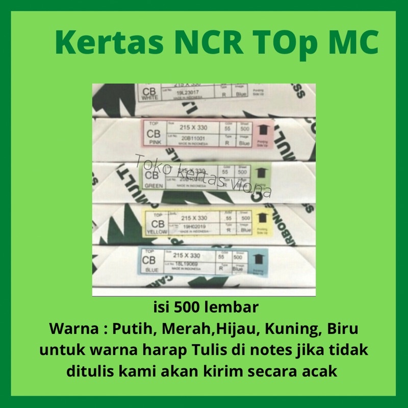 

Kertas Ncr Top Putih Mc Isi 500 Lembar