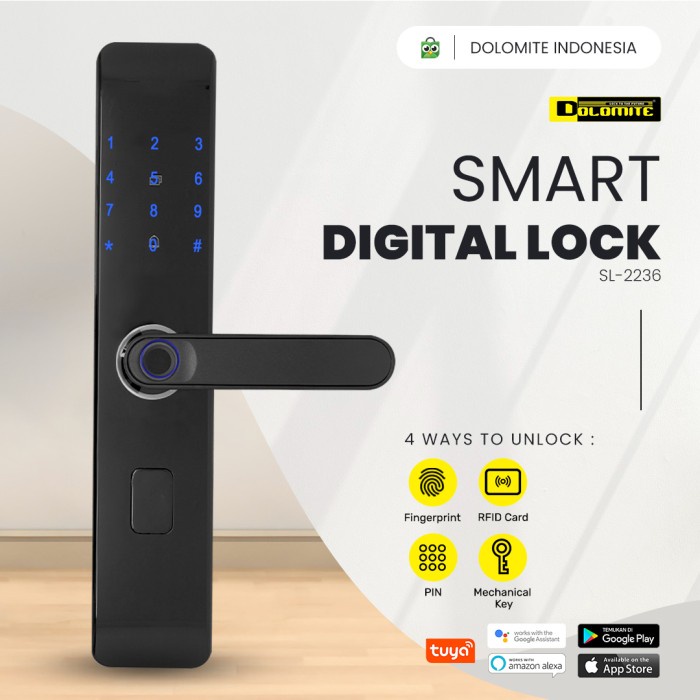 [Ori] Smart Digital Lock Handle Kunci Digital Pintu Rumah Kunci Pintar 2236 Berkualitas
