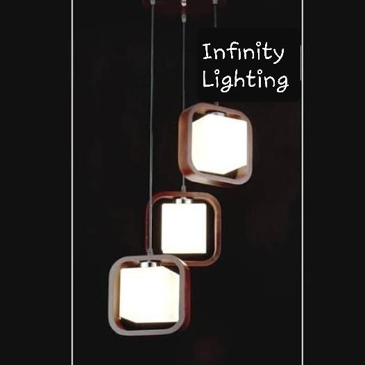 Lampu Hias Gantung Minimalis Cafe Kayu 3 Susun Yaumiga