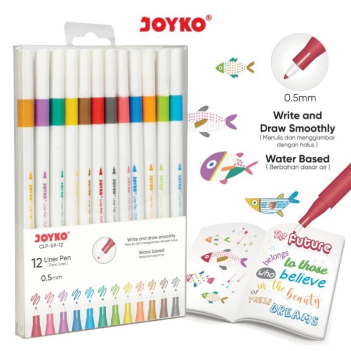 

Joyko Liner Pen 12 Pcs Pulpen Warna Menulis Doodling Mewarnai Smooth Terbaru