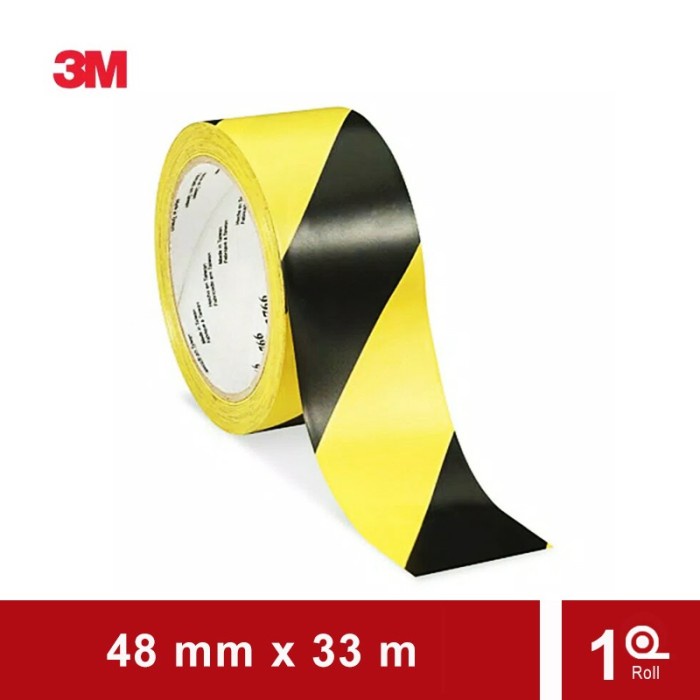 3M 766 LAKBAN POLICE LINE TAPE MARKING FLOOR HITAM KUNING - 2" X 36Y