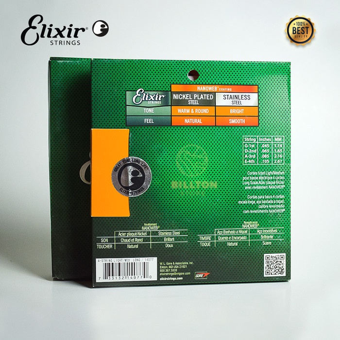 Senar Bass Elektrik Elixir 4 String Nickel Plated Steel Nanoweb 45/105