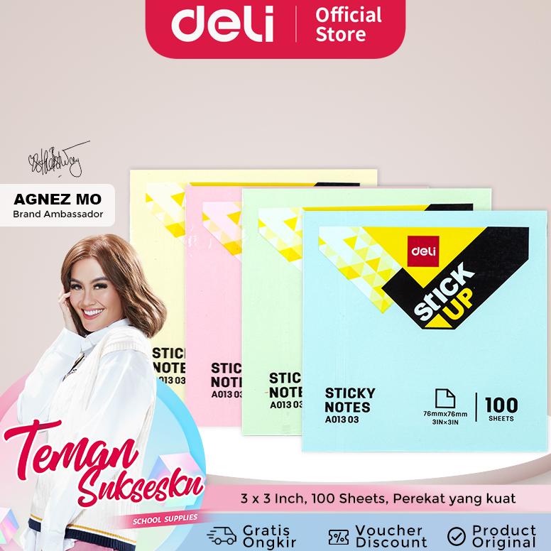 

Deli Memo tempel - Sticky Notes 3"x 3" 100 Sheets perekat yang kuat dan tahan lama EA01303