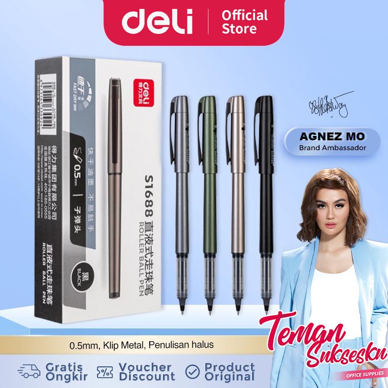 

Deli Roller Pen / Roller Gel Pen / Pulpen Roller 0.5mm Dapat Menulis Hingga 1100 Meter S1688