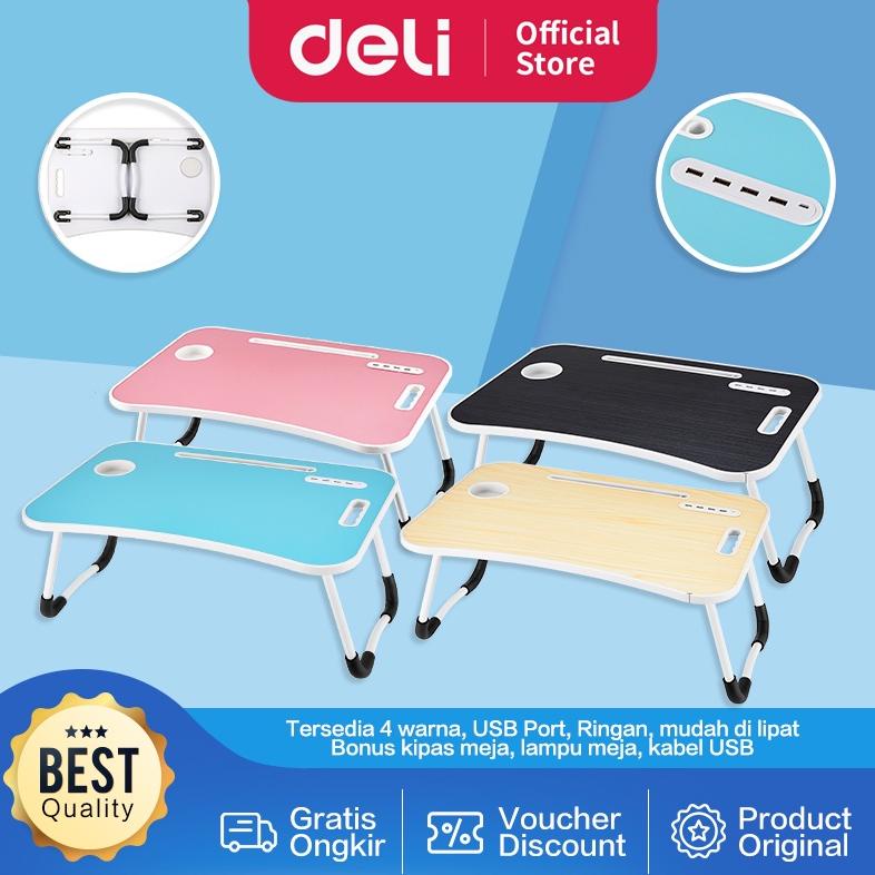 Vusign Folding Table / Meja Belajar Laptop Lipat Warna-Warni Dengan USB Port Bonus Kipas Lampu dan K