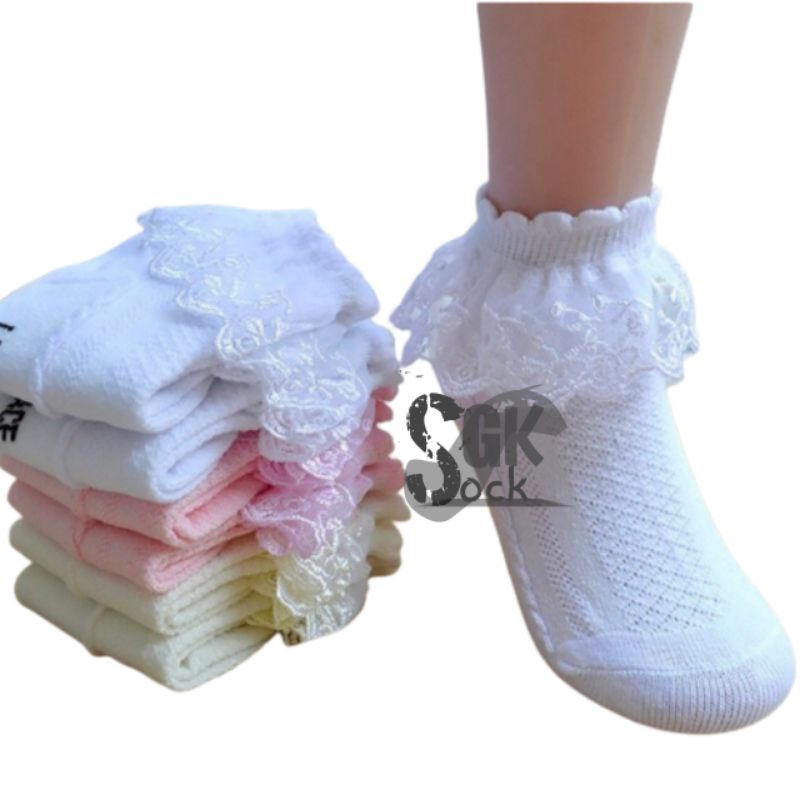 Kaos Kaki Anak Renda SATUAN / Kaos Kaki Bayi Renda / Kaos Kaki Renda Ukuran / Kaos Kaki Renda Baby /