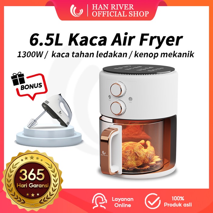 HAN RIVER Air Fryer Low Watt Air Fryer kaca visual Kapasitas tinggi