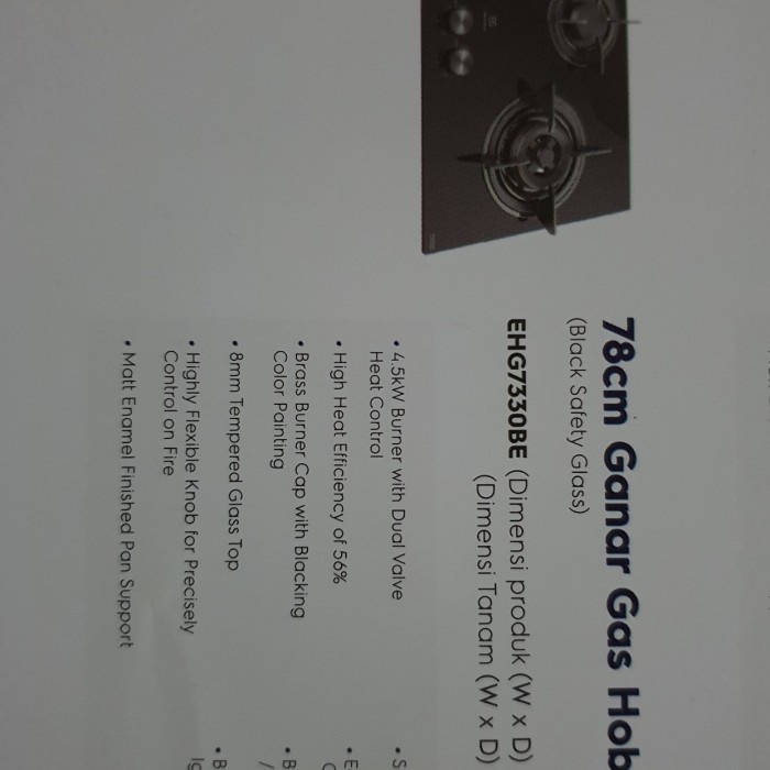 Electrolux Ehg7330Be Kompor Tanam 3 Tungku Electrolux Ehg 7330Be